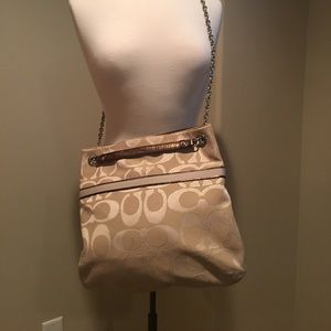 Coach shoulder tan purse. Great shape small stains